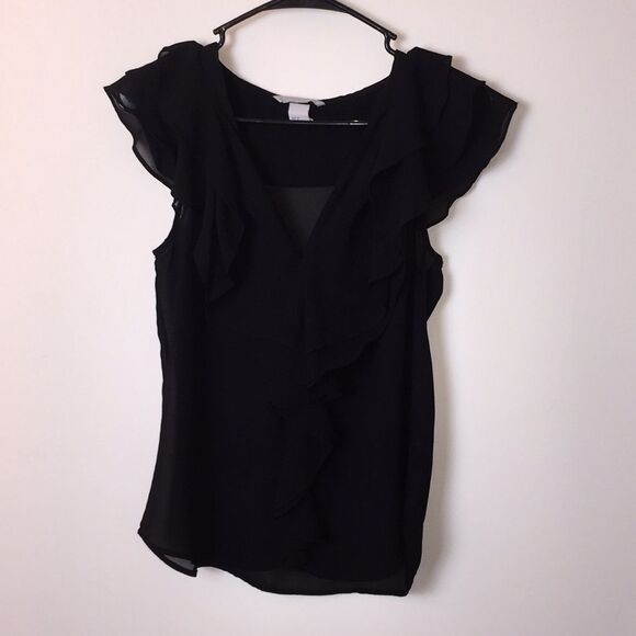 H & M. Black sheer top. Size 8. - Picture 1 of 8